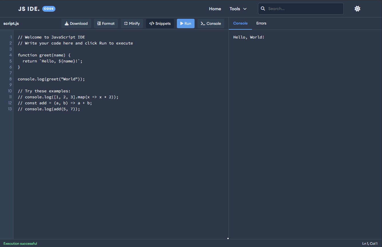 JavaScript Online IDE